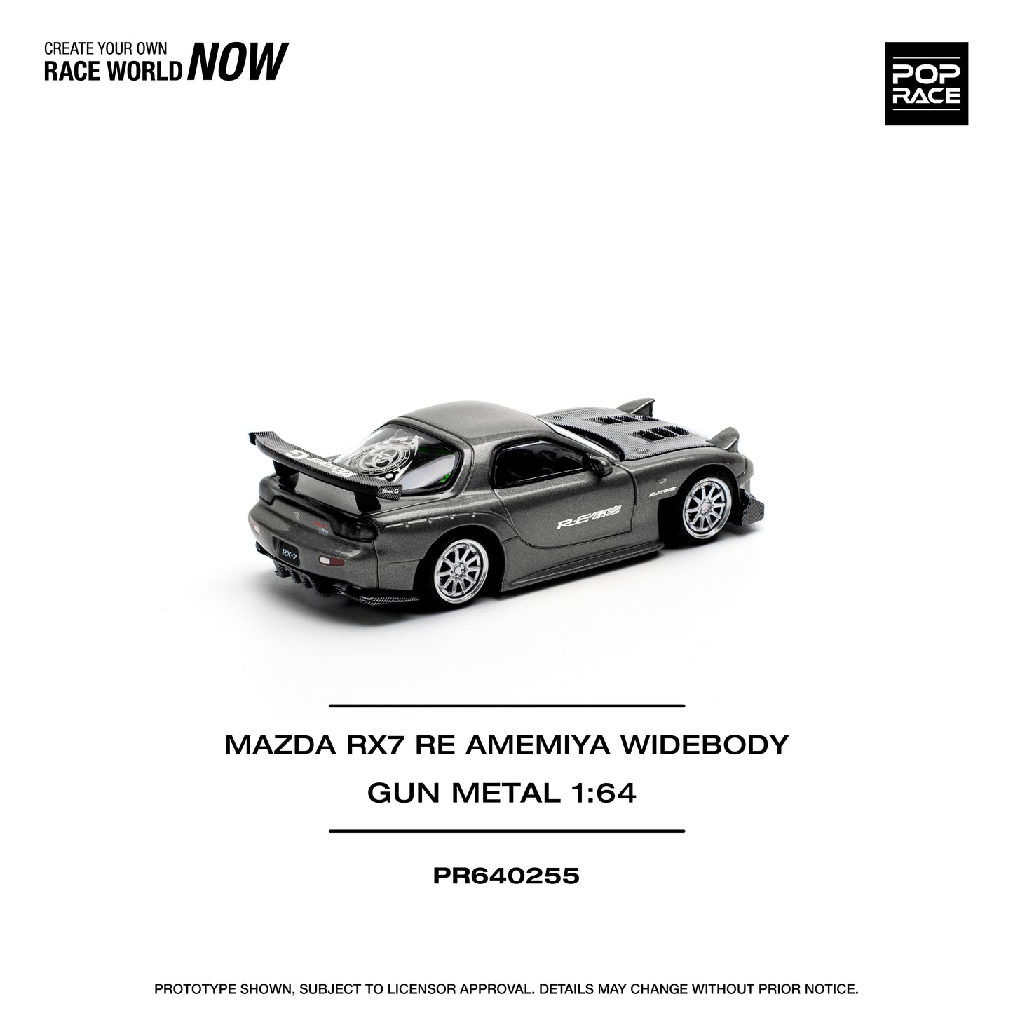 Pop Race 1:64 Mazda Rx7 Re-Amemiya Gun Metal PR640255 (Preorder)