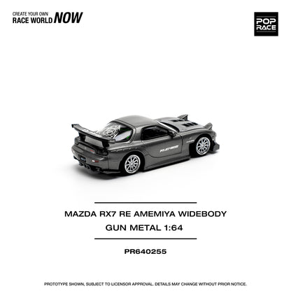 Pop Race 1:64 Mazda Rx7 Re-Amemiya Gun Metal PR640255 (Preorder)
