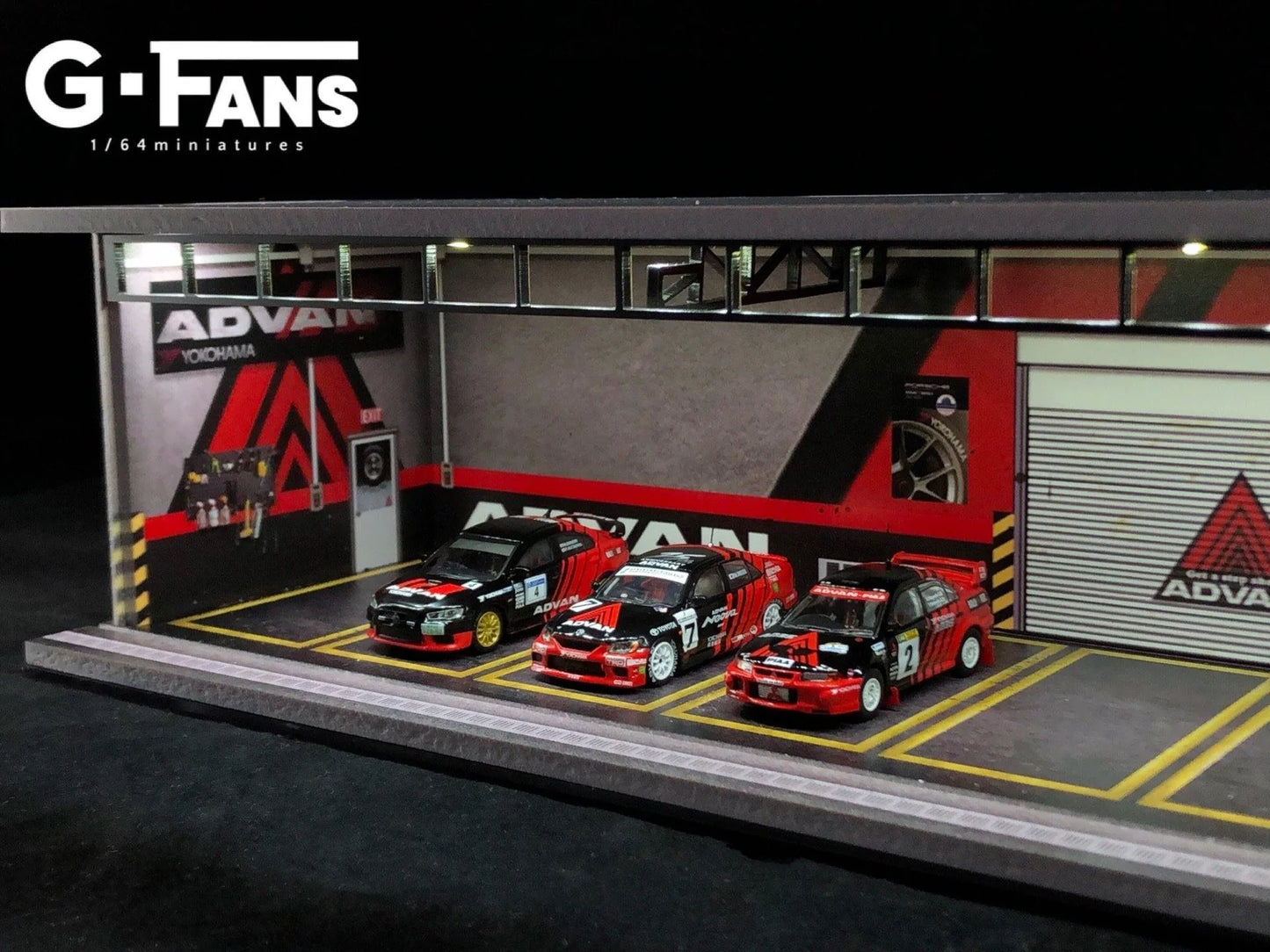 G-FANS 1:64 Garage Diorama with LED (Advan Theme) 710008