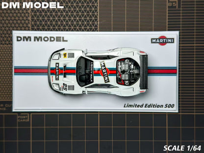 Model car on a display card with 'DM Model' branding on a grid background