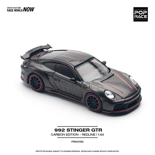 (Coming Soon) Pop Race 1:64 STINGER 992 CARBON EDITION (RED LINE) PR640192
