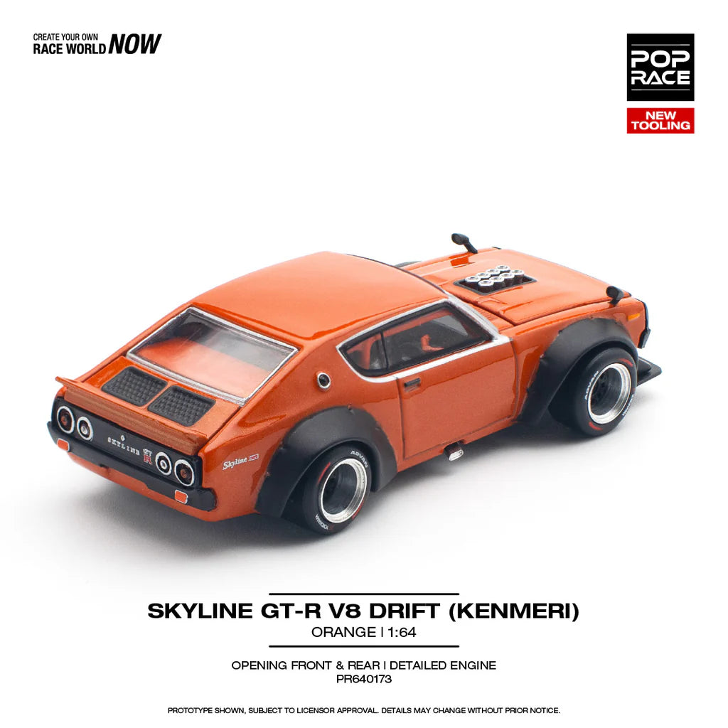 Pop Race 1:64 Skyline GT-R V8 Drift (Kenmeri) Orange PR640173