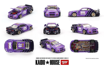 Kaido House x DGK 1:64 Nissan Skyline GT-R (R34) Kaido Works V1 KHMG140 [Event Edition]