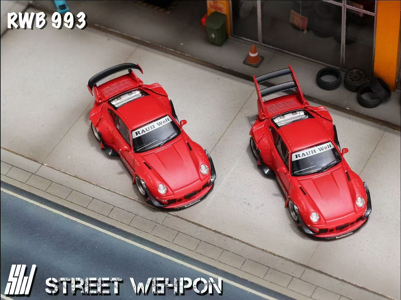 Preorder) Street Weapon 1:64 Porsche RWB 993 Red NAGINATA Livery