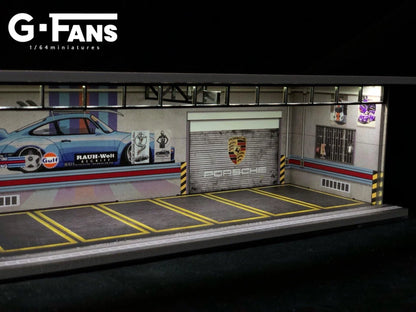 G-FANS 1:64 Garage Diorama with LED (Porsche RWB Theme) 710007