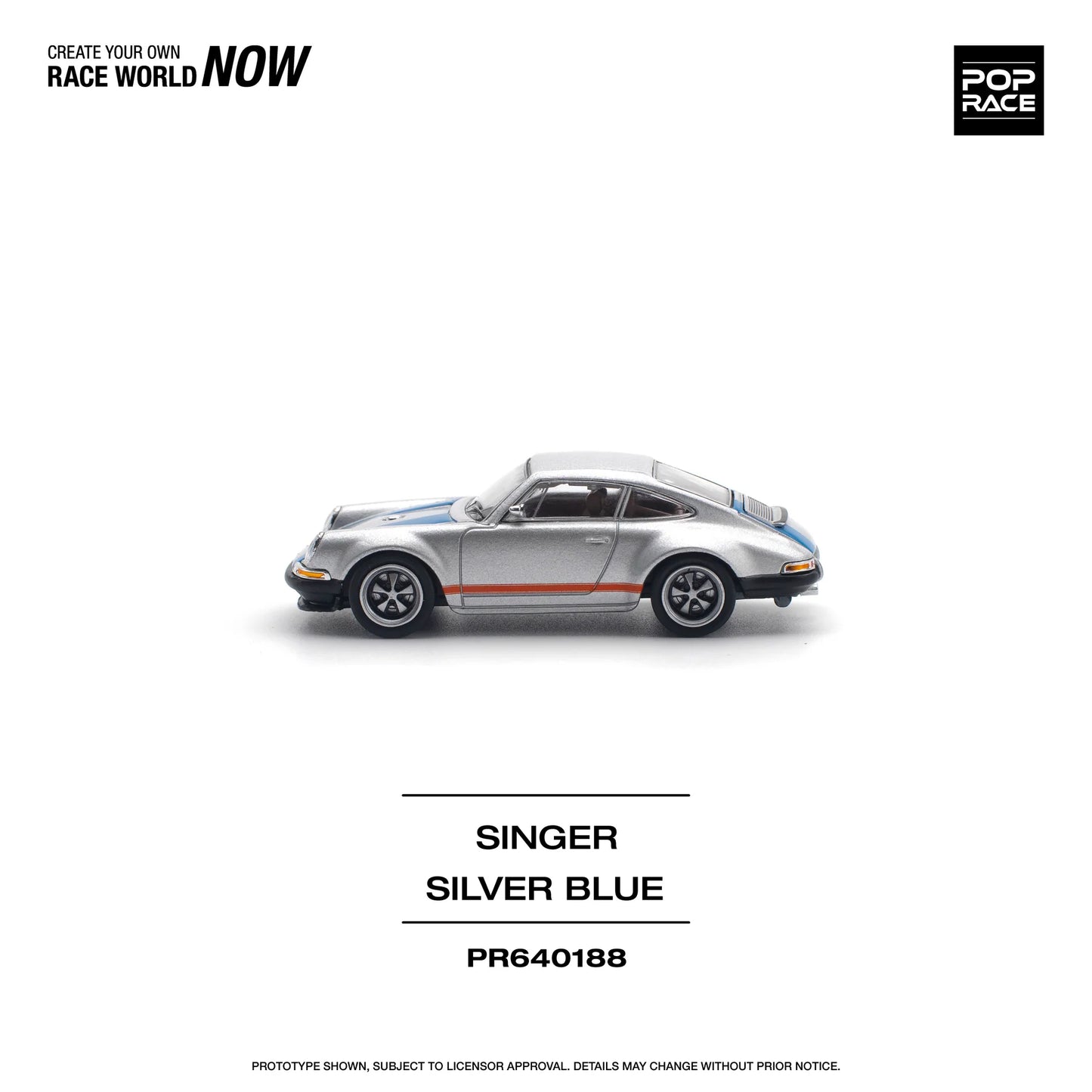 Pop Race 1:64 Porsche Singer Silver/Blue (Preorder)