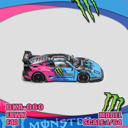 Model car with Monster Energy branding on a colorful background