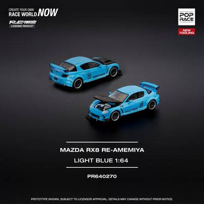 Pop Race 1:64 MAZDA RX-8 RE-AMEMIYA - LIGHT BLUE PR640270 (Preorder)