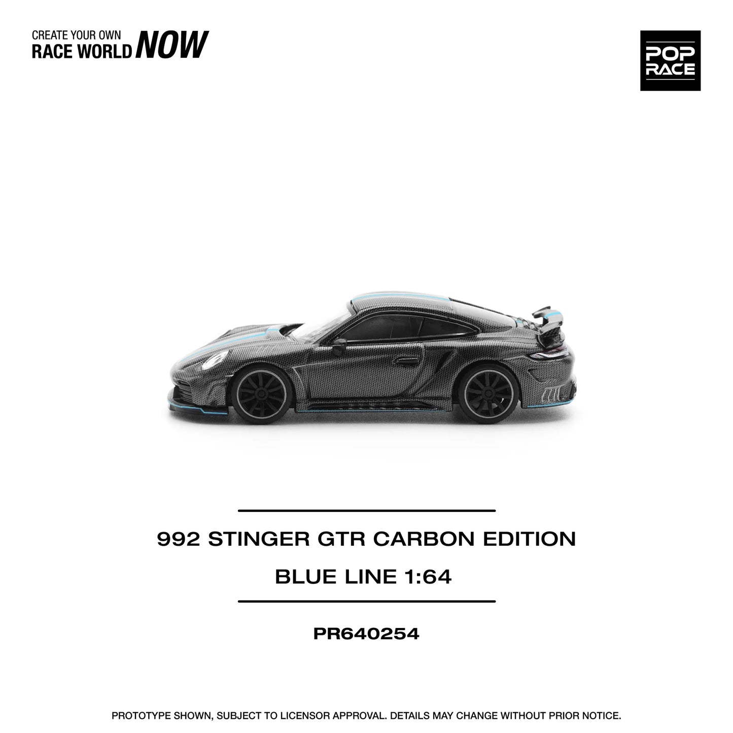 Pop Race 1:64 992 Stinger GTR Carbon Edition (Blue Line) PR640254 (Preorder)