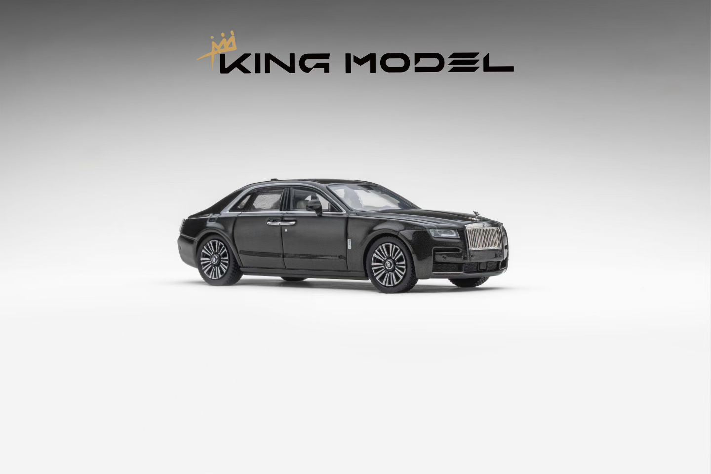 Black luxury car model on a gray background with 'KING MODEL' branding.