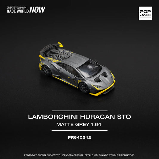 Pop Race 1:64 Lamborghini Huracan STO Matte Grey Dull Gray PR640242 (Preorder)