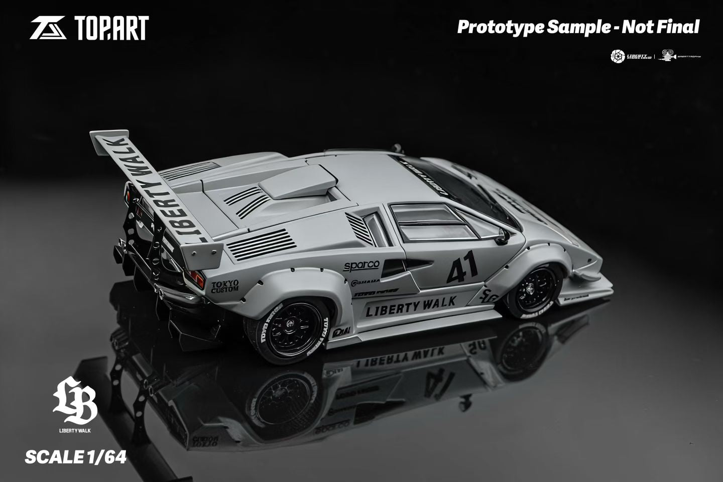 TopArt 1:64 LBWK Lamborghini Countach Gray TAO640007 – CarBro MC
