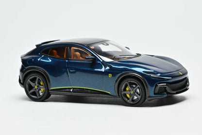 Blue sports car model on a white background