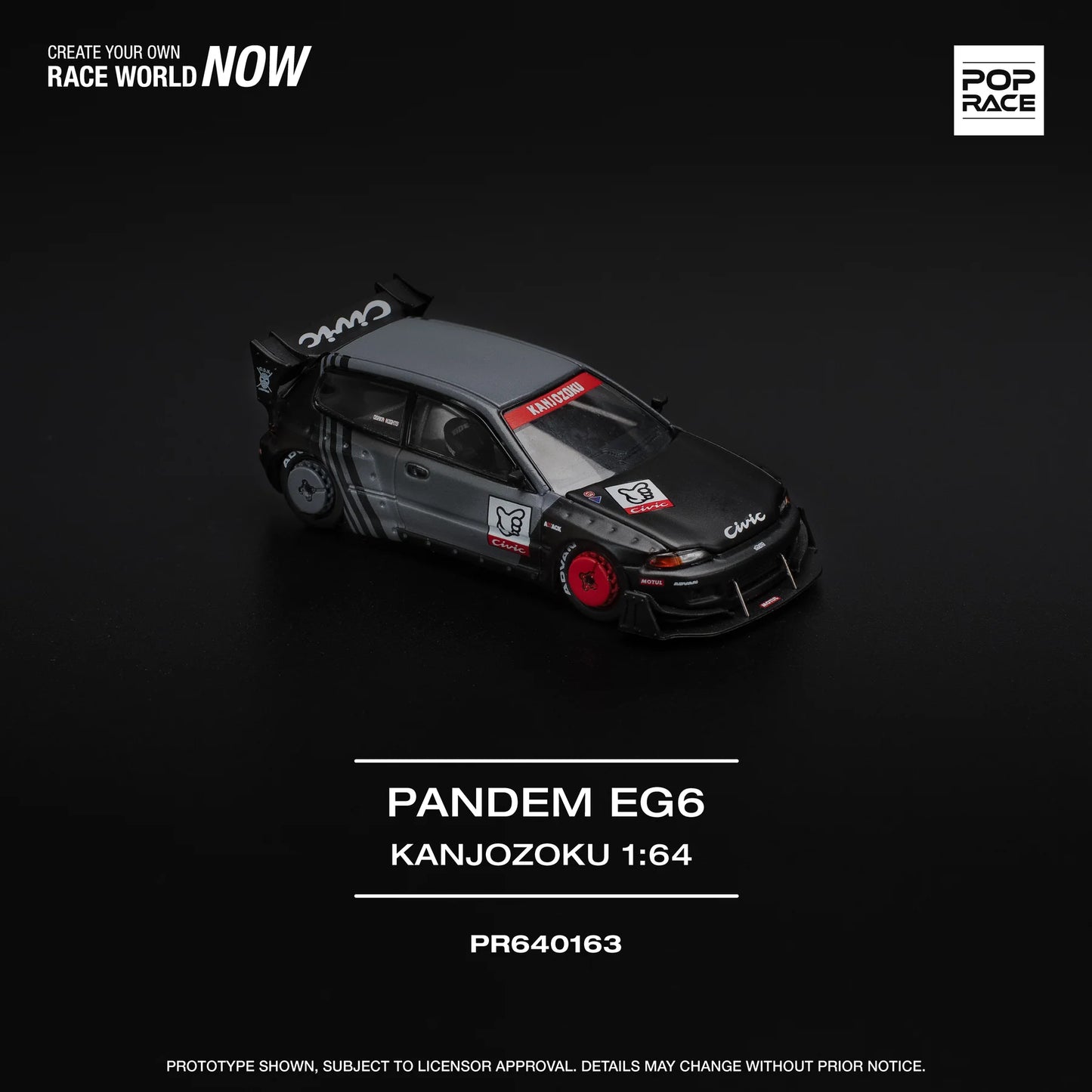 Pop Race 1:64 Honda Pandem Civic "KANJOZOKU" PR640163 (Preorder)