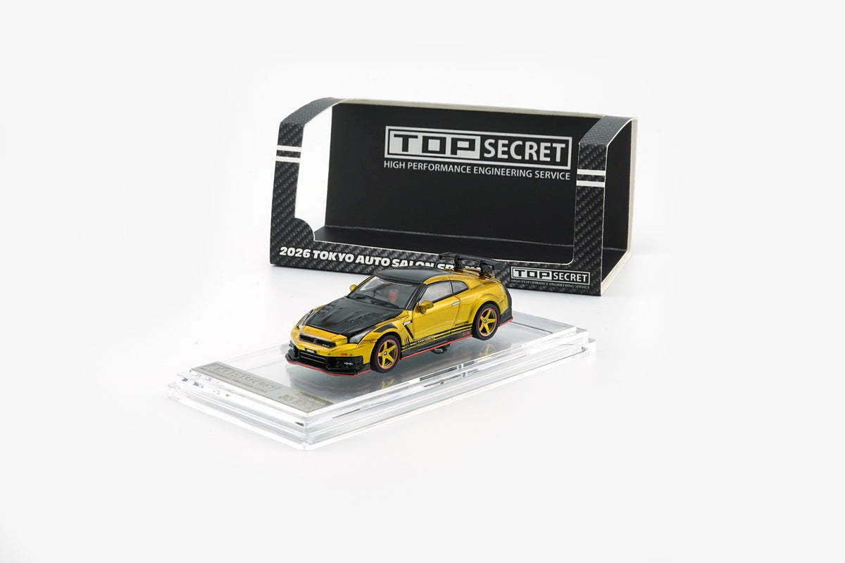 KKK 1:64 Top Secret R35 GT-R GOLD with Carbon Bonnet RHD TAS 2026 64B0494 [Exclusive]