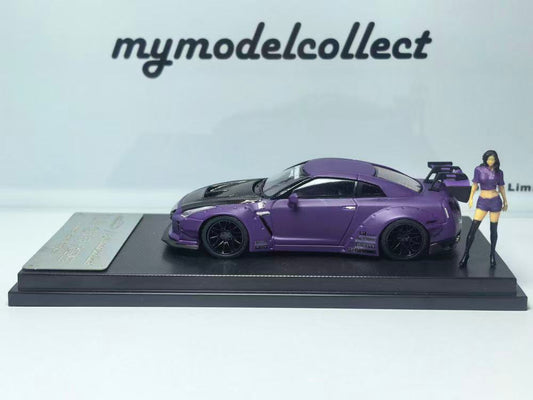 Model Collect 1:64 Nissan LB GTRR35 1.5V Matte Purple/Carbon Cover and Free Doll MC640004J 