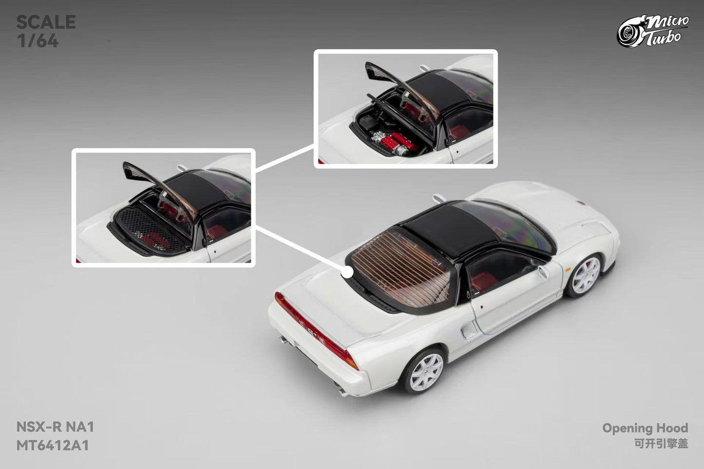 (Preorder) Microturbo 1:64 Custom NSX-R NA1 Metallic White MT6412A1
