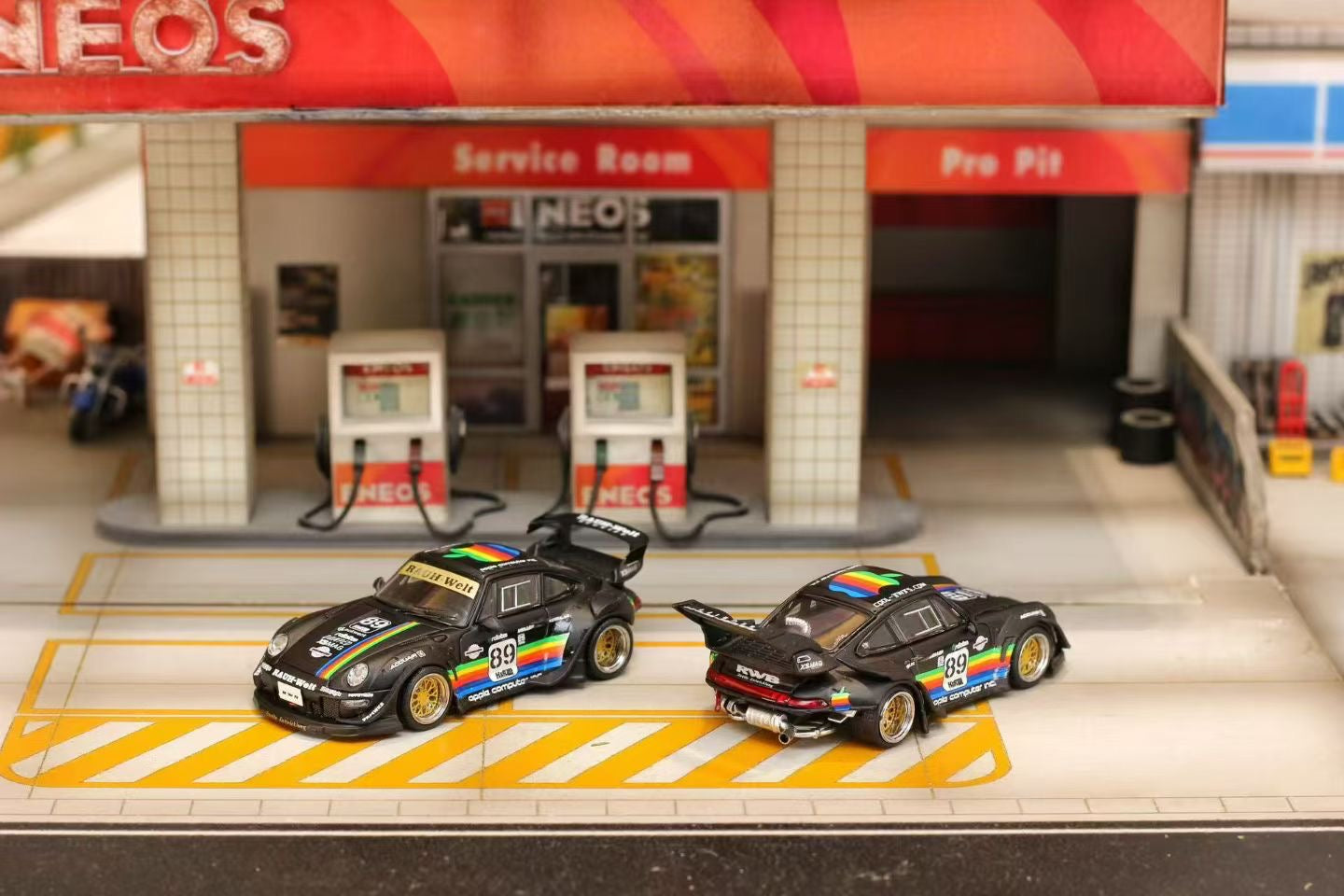 (Preorder) Street Weapon 1:64 Porsche RWB 993 Matte Black Apple Livery [2 Versions]