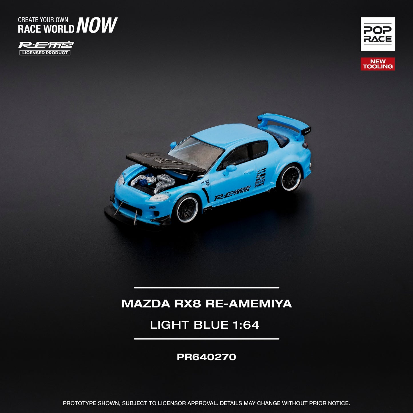 Pop Race 1:64 MAZDA RX-8 RE-AMEMIYA - LIGHT BLUE PR640270 (Preorder)