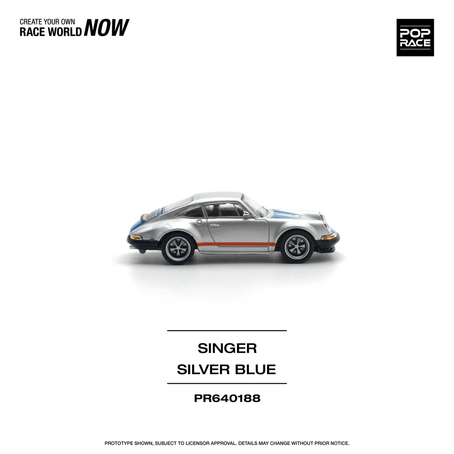 Pop Race 1:64 Porsche Singer Silver/Blue (Preorder)