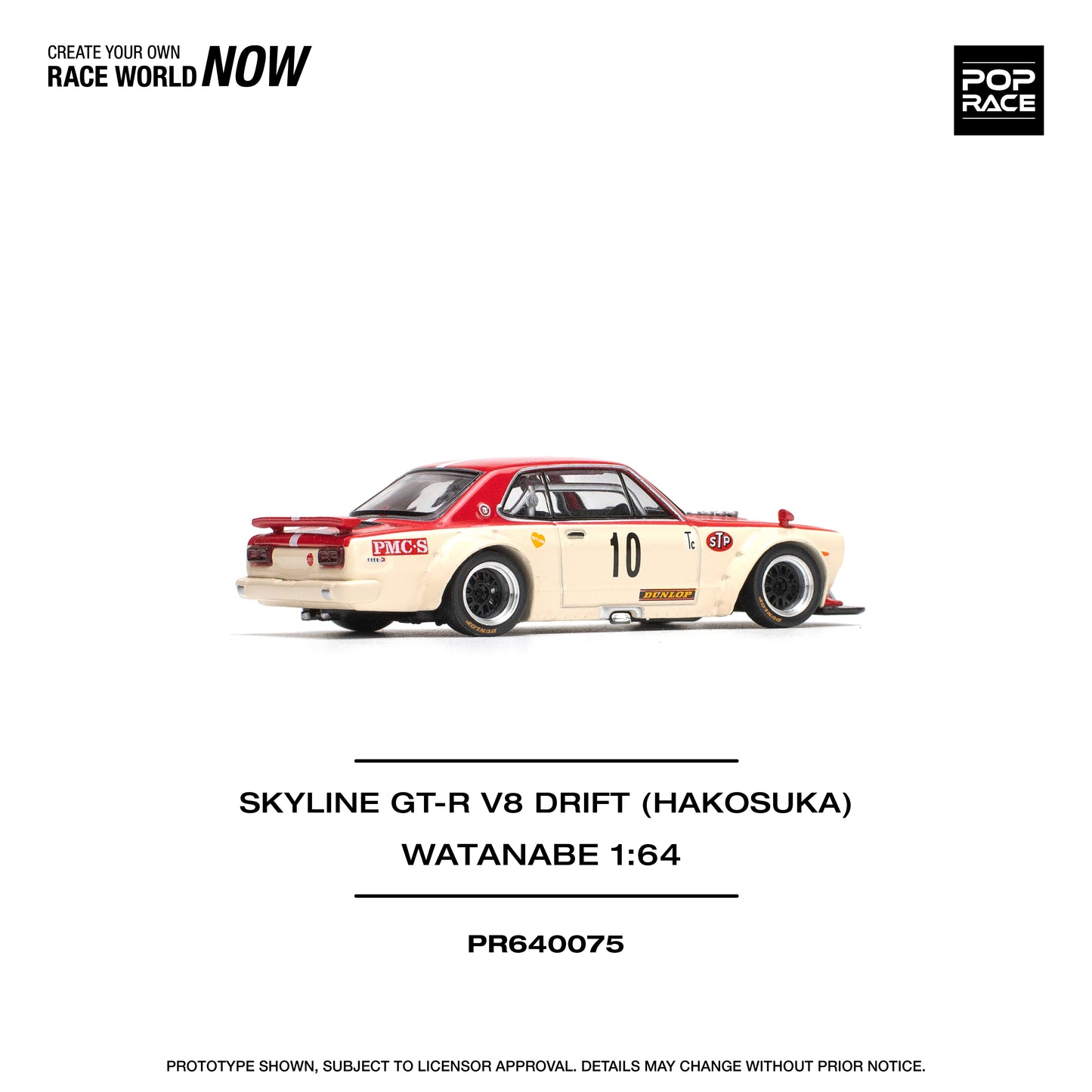 Pop Race 1:64 Nissan Skyline GT-R V8 Drift (Hakosuka) Watanabe PR640075 (Preorder)