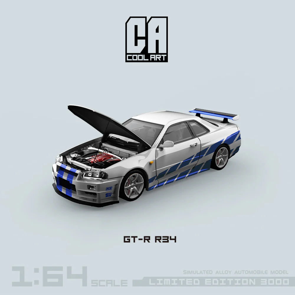 Cool Art 1:64 Nissan Skyline GT-R R34 Paul Silver Doll Version