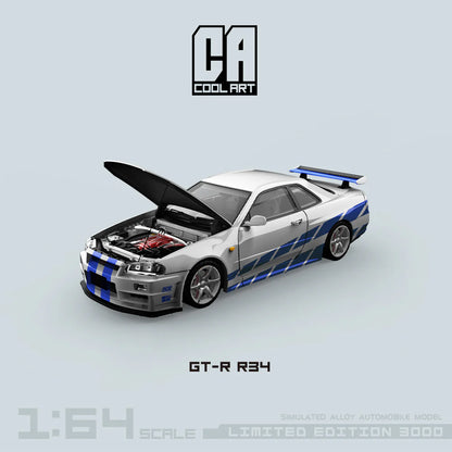 Cool Art 1:64 Nissan Skyline GT-R R34 Paul Silver Doll Version