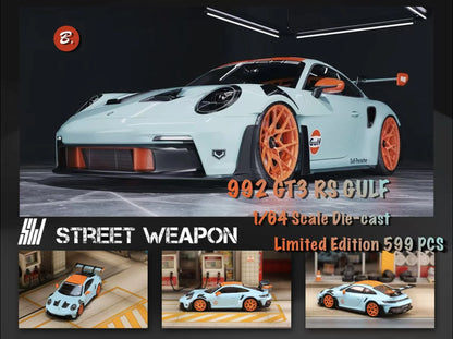 Street Weapon 1:64 992 GT3 RS GULF - Gulf Blue Carbon Top Black Wheels (Preorder)