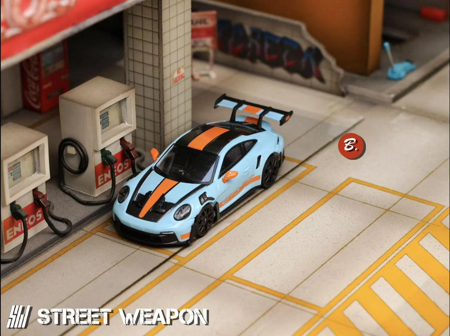 Street Weapon 1:64 992 GT3 RS GULF - Gulf Blue Carbon Top Black Wheels (Preorder)