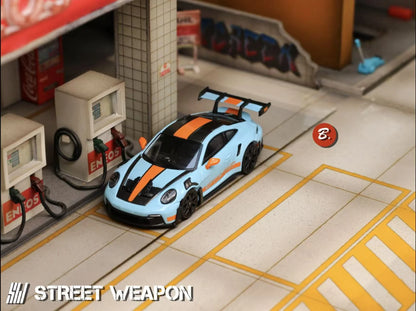 Street Weapon 1:64 992 GT3 RS GULF - Gulf Blue Carbon Top Black Wheels (Preorder)