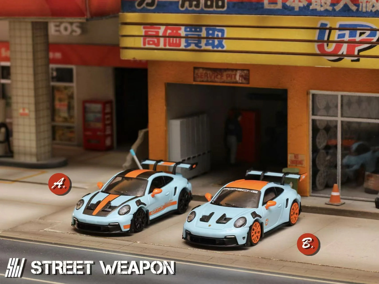 Street Weapon 1:64 992 GT3 RS GULF - Gulf Blue Carbon Top Black Wheels (Preorder)