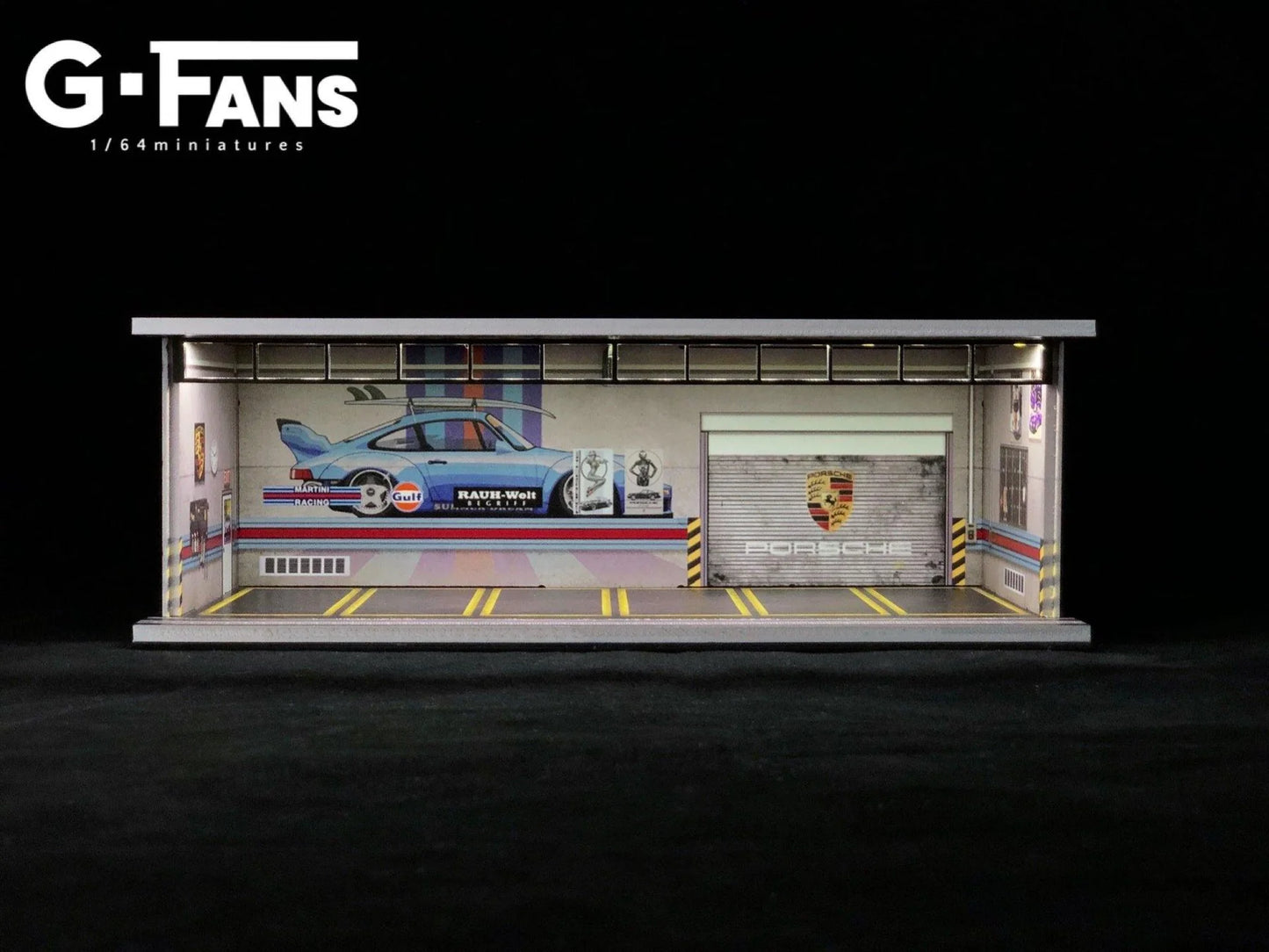 G-FANS 1:64 Garage Diorama with LED (Porsche RWB Theme) 710007
