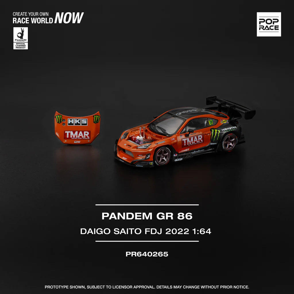 Pop Race 1:64 PANDEM GR86 - DAIGO SAITO FORMULA DRIFT JAPAN 2022 (Preorder)
