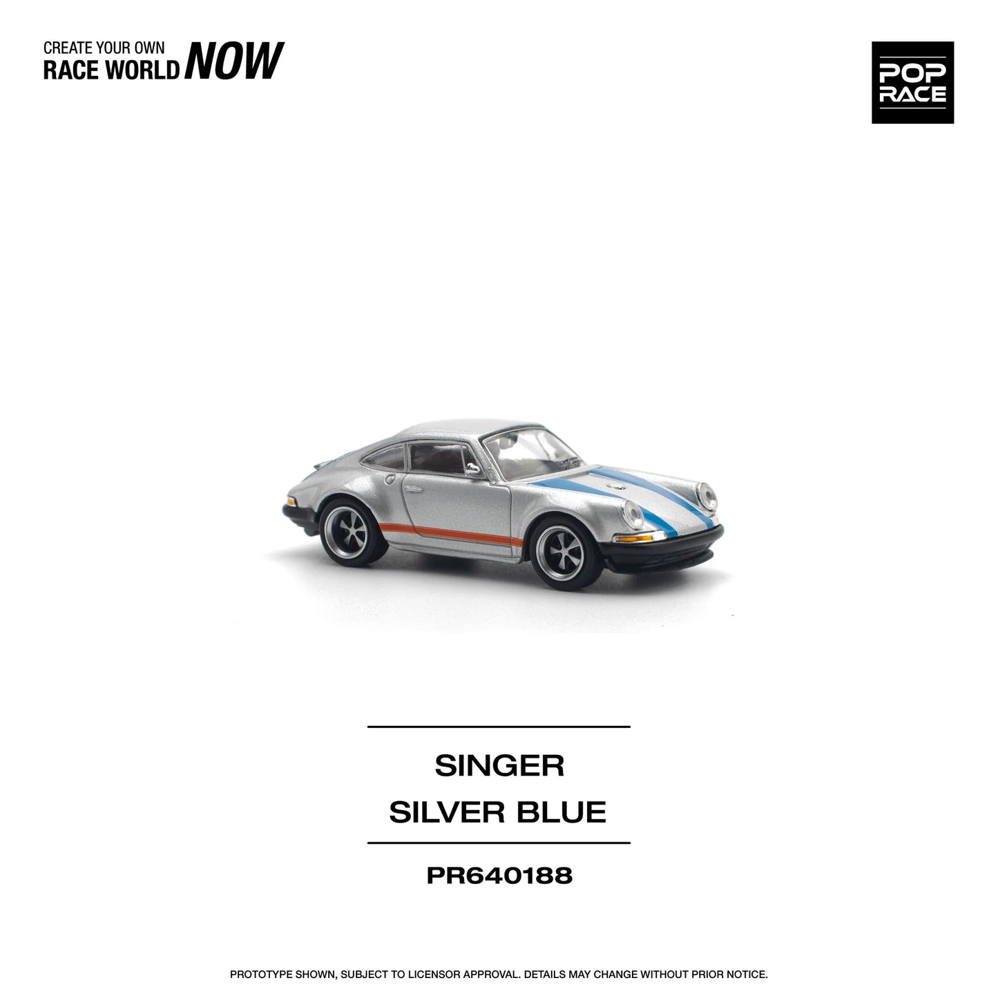 Pop Race 1:64 Porsche Singer Silver/Blue (Preorder)