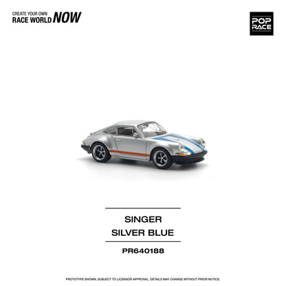 Pop Race 1:64 Porsche Singer Silver/Blue (Preorder)
