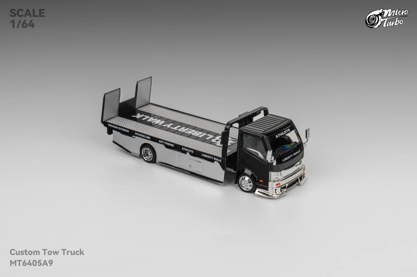 Microturbo 1:64 Custom Tow Truck - Black/Chrome