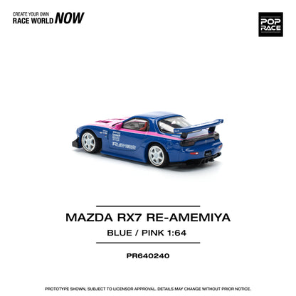 Pop Race 1:64 Mazda RX-7 RE-Amemiya - Blue/Pink PR640240 (Preorder)