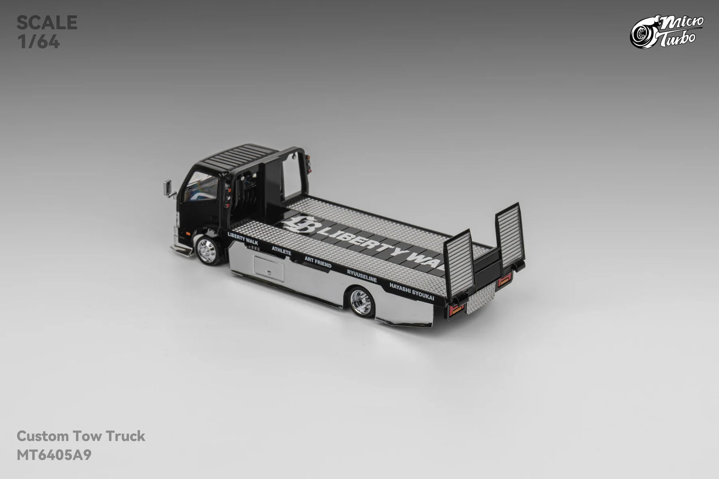 Microturbo 1:64 Custom Tow Truck - Black/Chrome