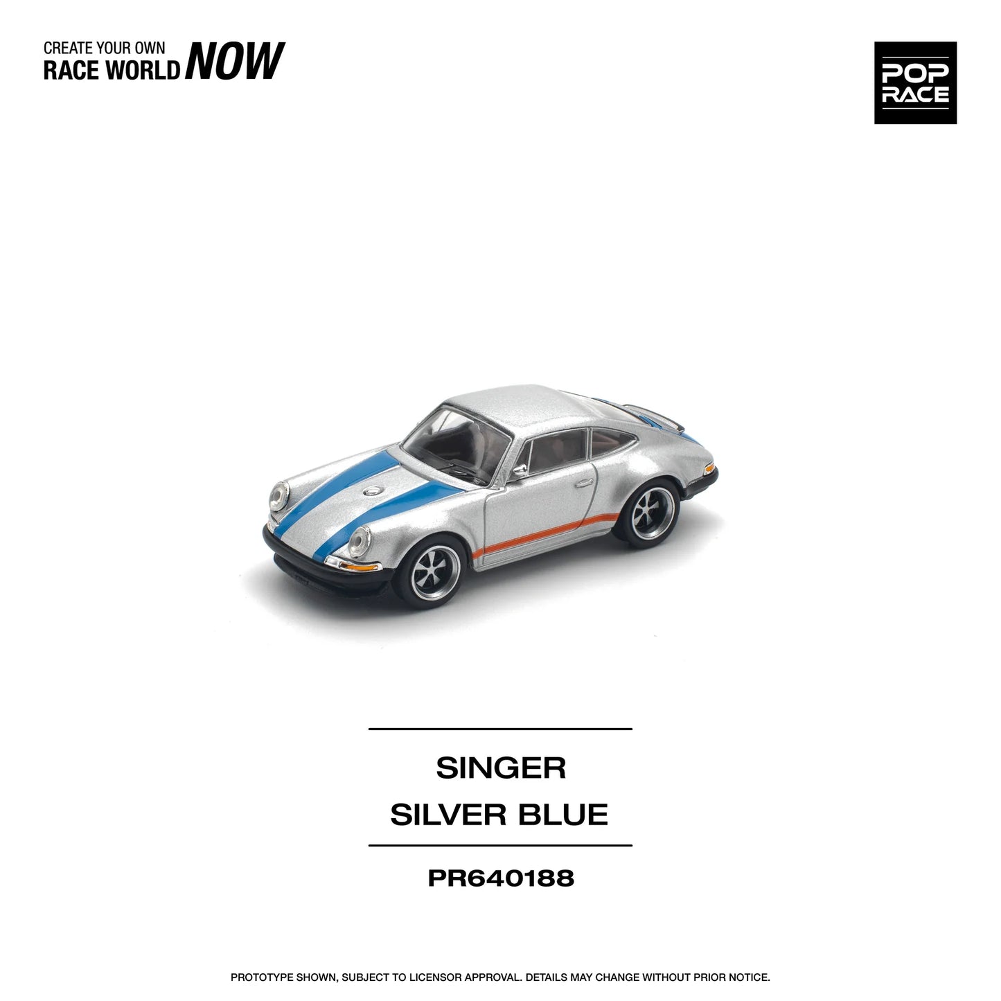 Pop Race 1:64 Porsche Singer Silver/Blue (Preorder)