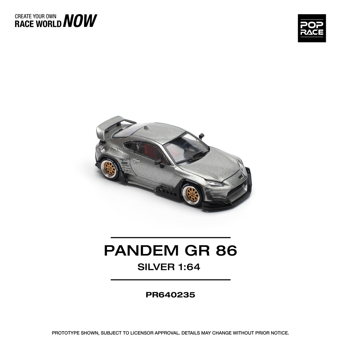 Pop Race 1:64 Toyota Pandem GR86 Silver PR640235 (Preorder)