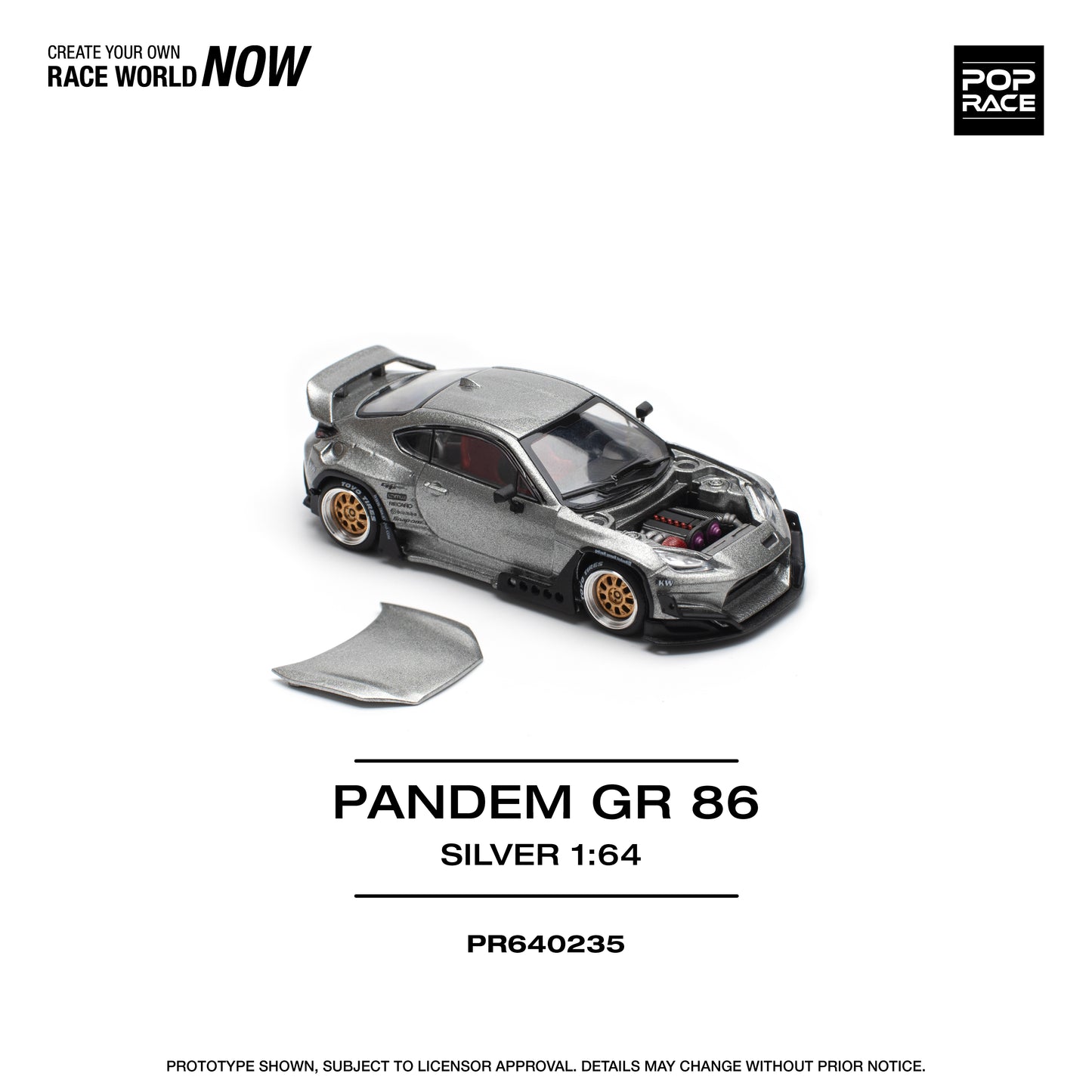 Pop Race 1:64 Toyota Pandem GR86 Silver PR640235 (Preorder)