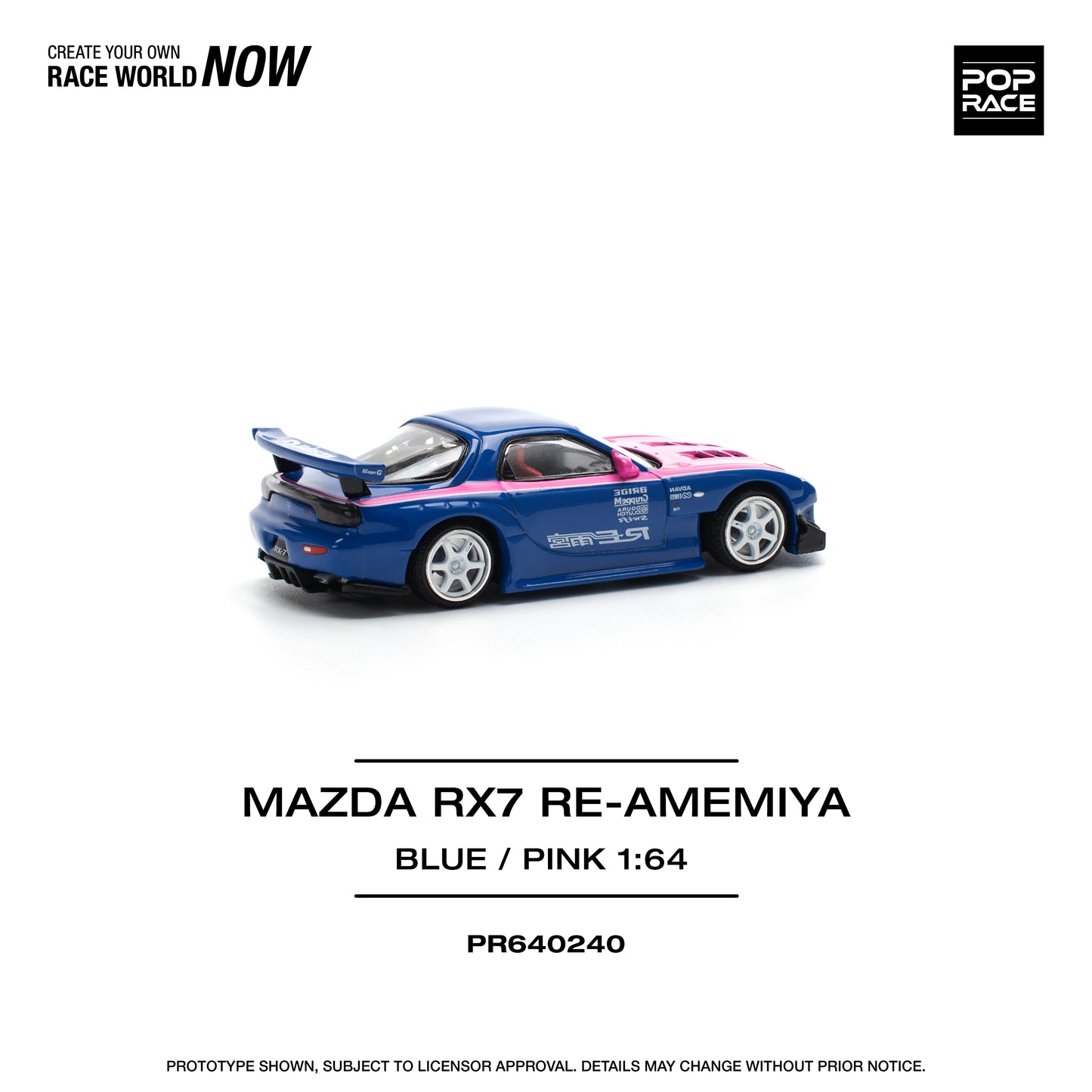 Pop Race 1:64 Mazda RX-7 RE-Amemiya - Blue/Pink PR640240 (Preorder)