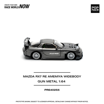 Pop Race 1:64 Mazda Rx7 Re-Amemiya Gun Metal PR640255 (Preorder)