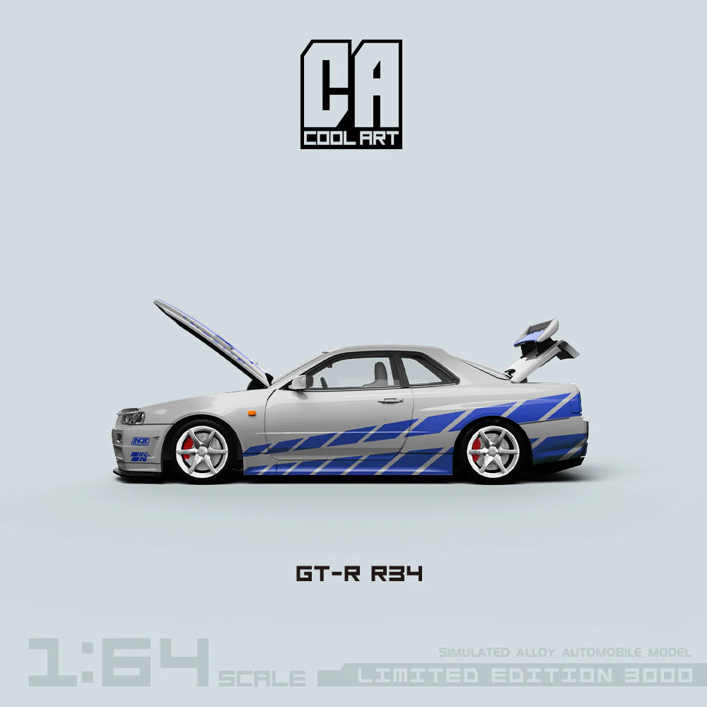Cool Art 1:64 Nissan Skyline GT-R R34 Paul Silver Doll Version