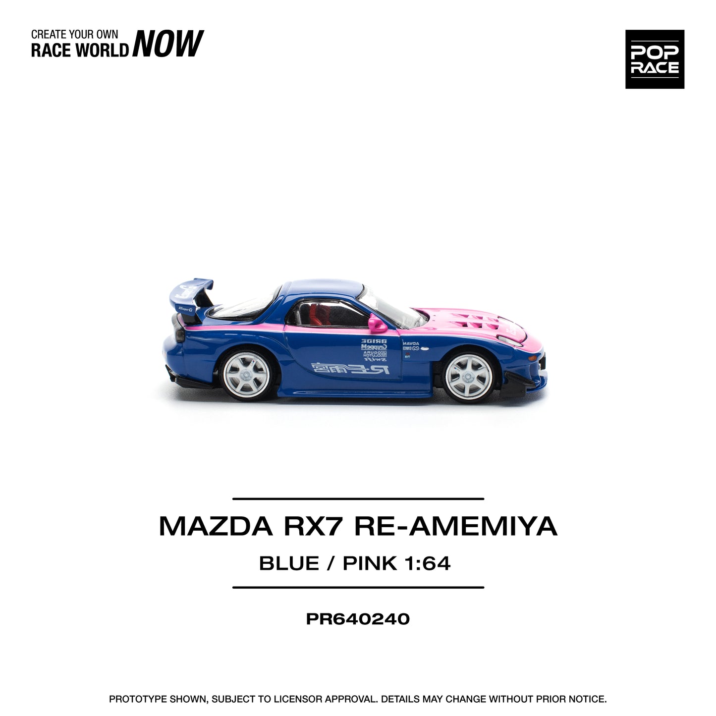Pop Race 1:64 Mazda RX-7 RE-Amemiya - Blue/Pink PR640240 (Preorder)