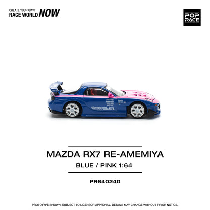 Pop Race 1:64 Mazda RX-7 RE-Amemiya - Blue/Pink PR640240 (Preorder)