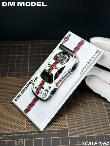 Model car in packaging with 'DIM MODEL' branding on a grid background
