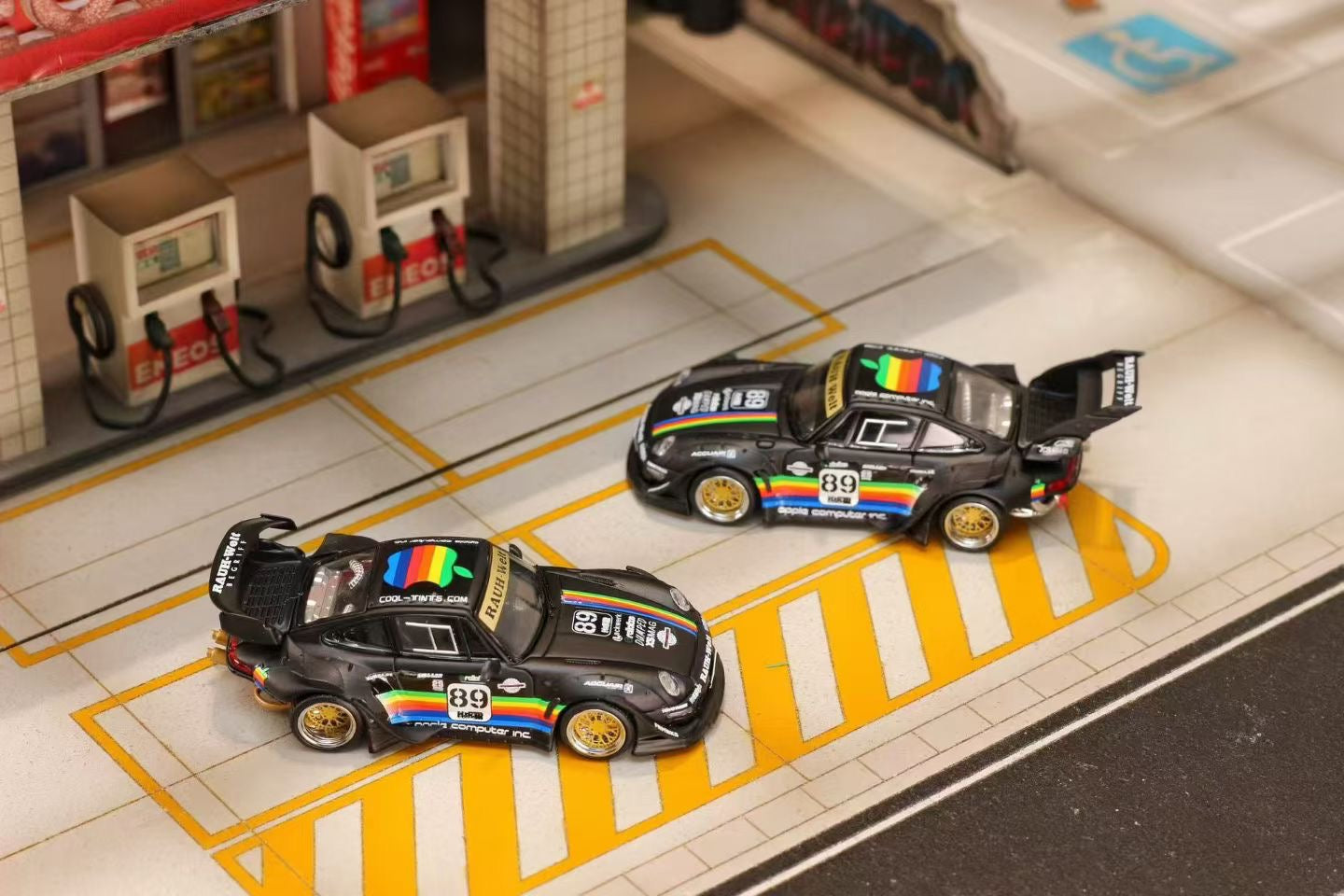 (Preorder) Street Weapon 1:64 Porsche RWB 993 Matte Black Apple Livery [2 Versions]