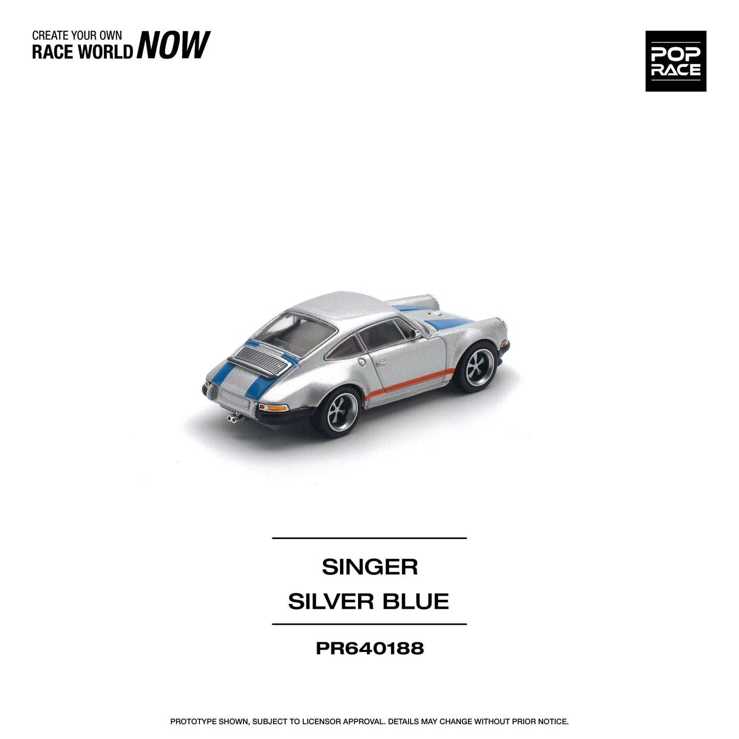 Pop Race 1:64 Porsche Singer Silver/Blue (Preorder)