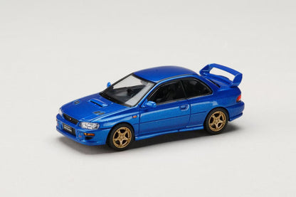 Blue model car on a gray background